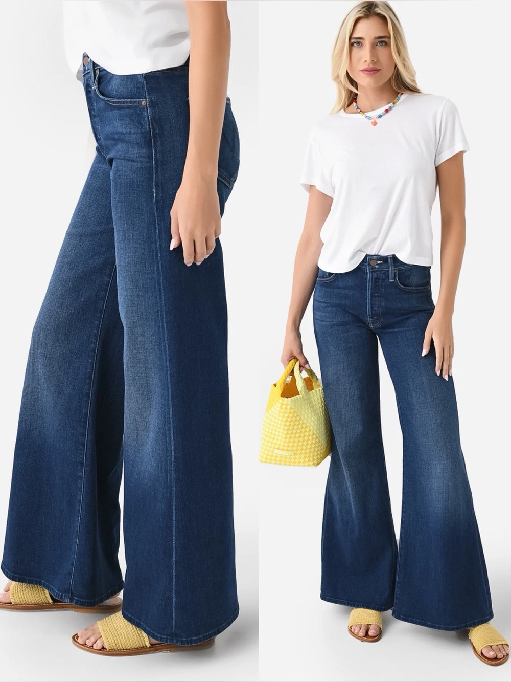 MOTHER The Tomcat Roller Jeans Wide Leg High-Rise Groovy Blue Size 26 EUC